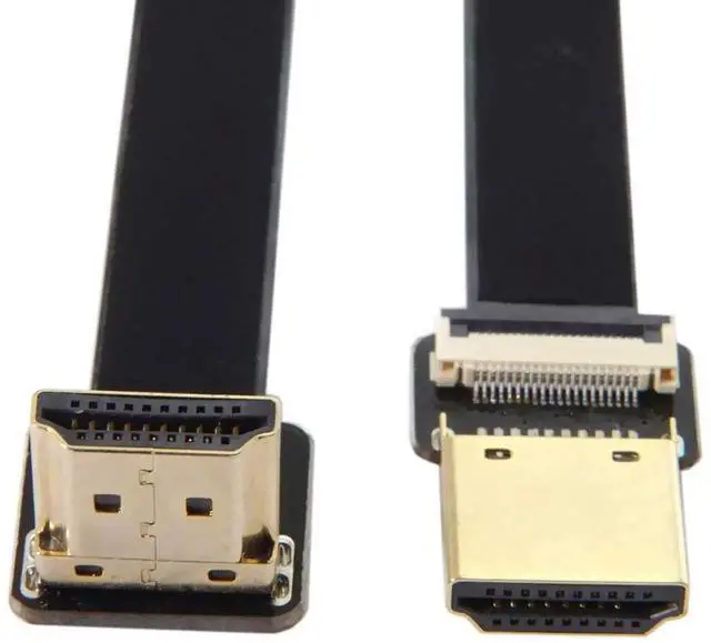 Alt view image 2 of 7 - 0.5M 90° Up Angled FPC Flat HDMI Type A Male to Male Cable for FPV Multicopter Aerial Photography