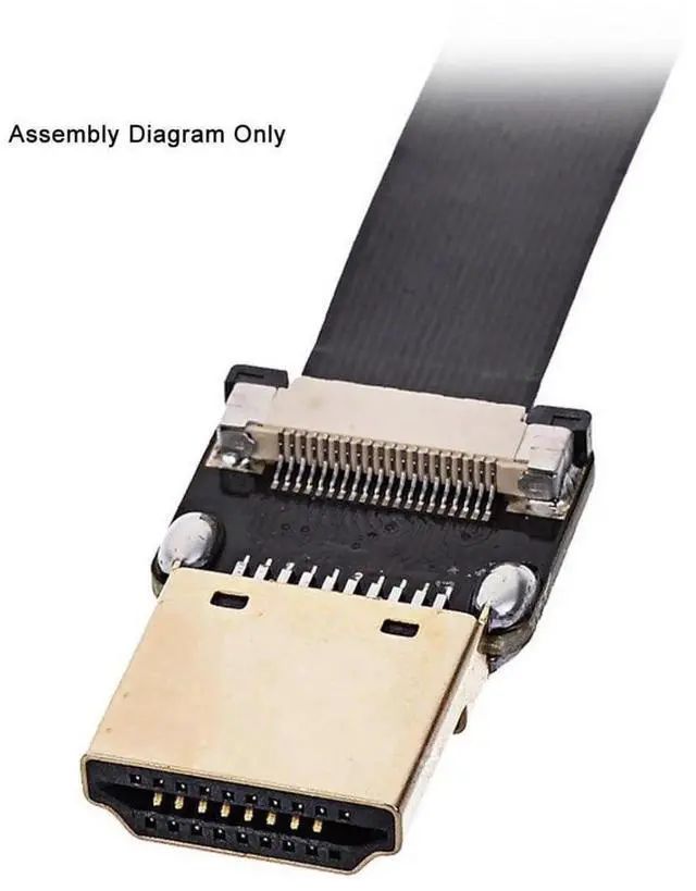 Alt view image 4 of 7 - 0.2M 90° Left Angled FPC Flat HDMI Type A Male to Male Cable for FPV Multicopter Aerial Photography