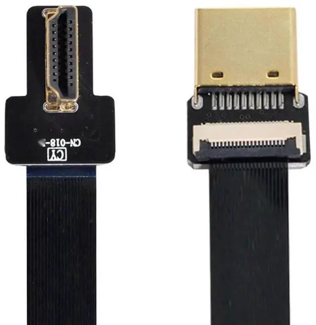 Alt view image 2 of 7 - 0.2M 90° Left Angled FPC Flat HDMI Type A Male to Male Cable for FPV Multicopter Aerial Photography