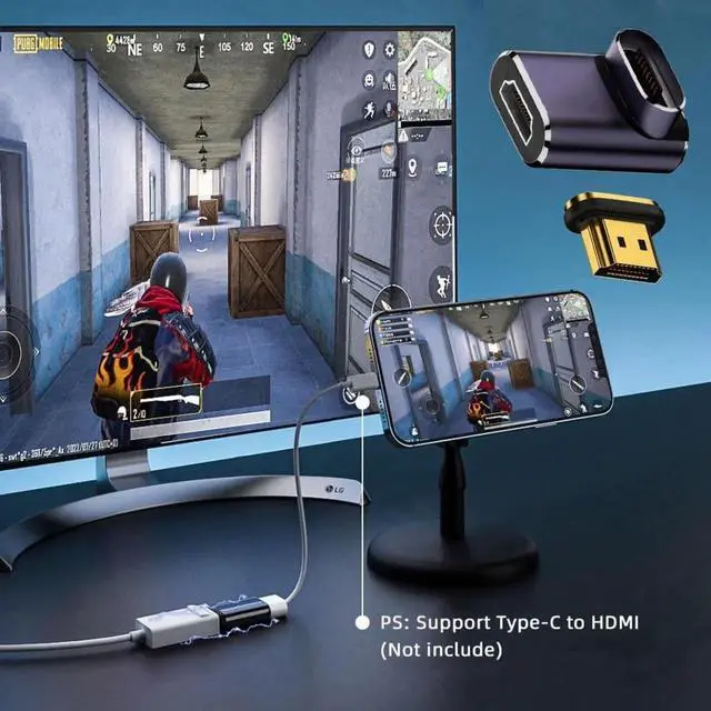 Alt view image 6 of 7 - HDMI 2.1 Magnetic Adapter, 90° Down Angle Male to Female Gender Changer, 8K@60Hz 4K@120Hz 48Gbps Gold Plated Connector