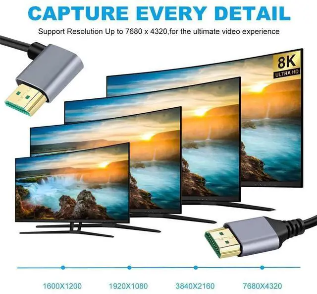 Alt view image 5 of 7 - 100cm 90° Left Angle Ultra Thin HDMI 2.1 Cable, Super Flexible Type-A Male to Male Cord, 8K 4K for Computer & HDTV