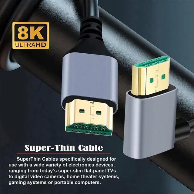 Alt view image 6 of 7 - 100cm 90° Left Angle Ultra Thin HDMI 2.1 Cable, Super Flexible Type-A Male to Male Cord, 8K 4K for Computer & HDTV