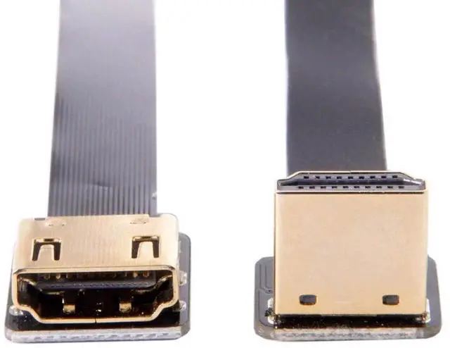 Alt view image 7 of 7 - 0.2M 90° Down Angled FPC Flat HDMI Male to Female Extension Cable for Camera, HDTV & Multicopter Aerial Photography