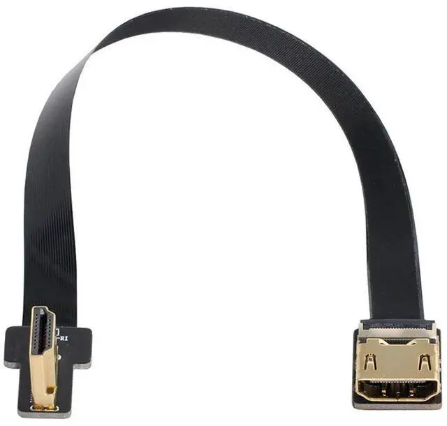 Alt view image 2 of 5 - 20CM 90° Left Angled FPC Flat HDMI Male to Female Extension Cable for Camera, HDTV & Multicopter Aerial Photography