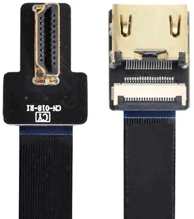 Alt view image 4 of 5 - 20CM 90° Left Angled FPC Flat HDMI Male to Female Extension Cable for Camera, HDTV & Multicopter Aerial Photography