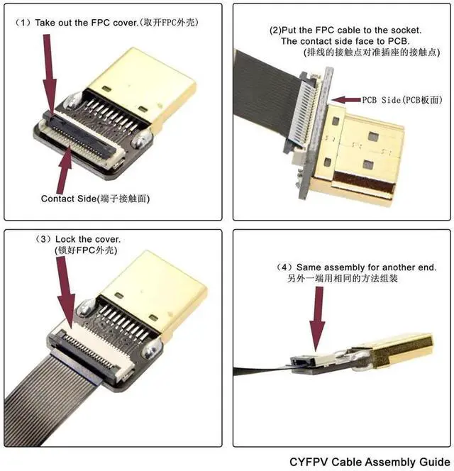 Alt view image 4 of 7 - 20cm 90° Up Angled FPC Flat Micro HDMI Cable for FPV, Multicopter, Aerial Photography, HDTV and Display