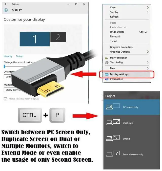 Alt view image 6 of 7 - 0.5M/1.64FT 90° Right Angle HDMI 2.1 Cable, Male to Mini Male, 8K@60Hz 4K@120Hz 48Gbps Gold-Plated Cord for TV, Monitor & Computer