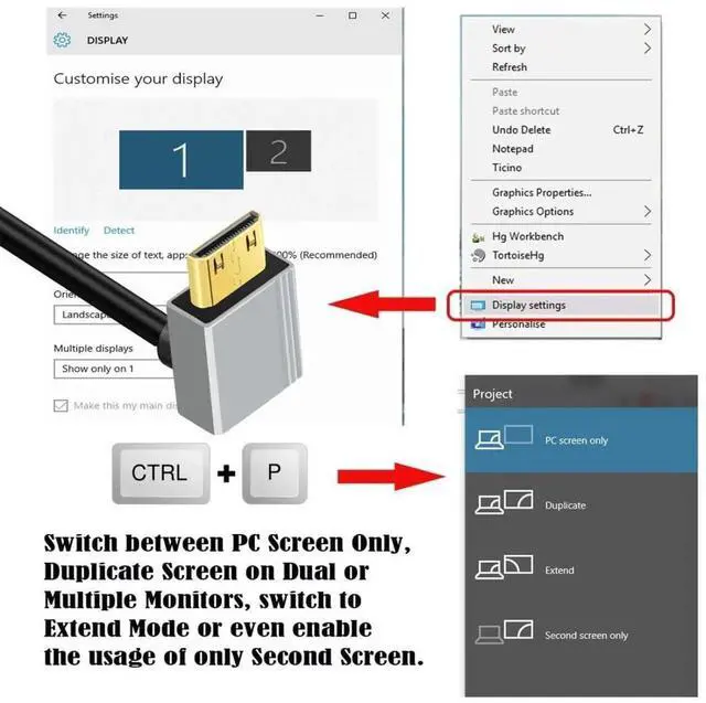 Alt view image 4 of 7 - 0.5M/1.64FT 90° Up Angle HDMI 2.1 Cable, HDMI Male to Mini HDMI Male, 8K@60Hz 4K@120Hz 48Gbps Gold-Plated Cord for TV, Monitor & Computer