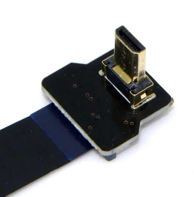 Alt view image 2 of 6 - 0.5M 90° Down Angled FPC Flat Micro HDMI to HDMI Male Cable, 1080P for FPV Devices