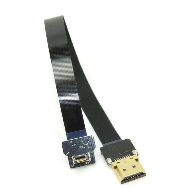 Alt view image 3 of 6 - 0.5M 90° Down Angled FPC Flat Micro HDMI to HDMI Male Cable, 1080P for FPV Devices
