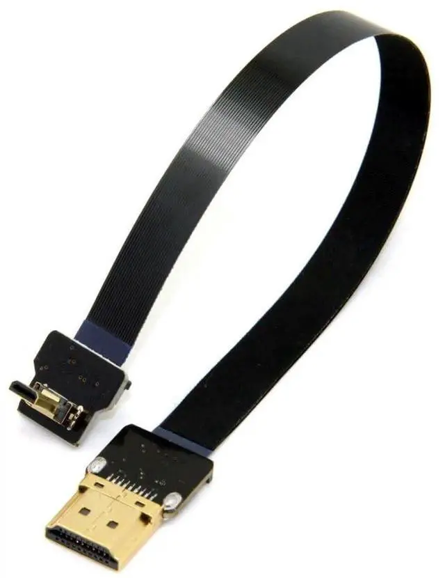 Alt view image 5 of 6 - 0.5M 90° Down Angled FPC Flat Micro HDMI to HDMI Male Cable, 1080P for FPV Devices