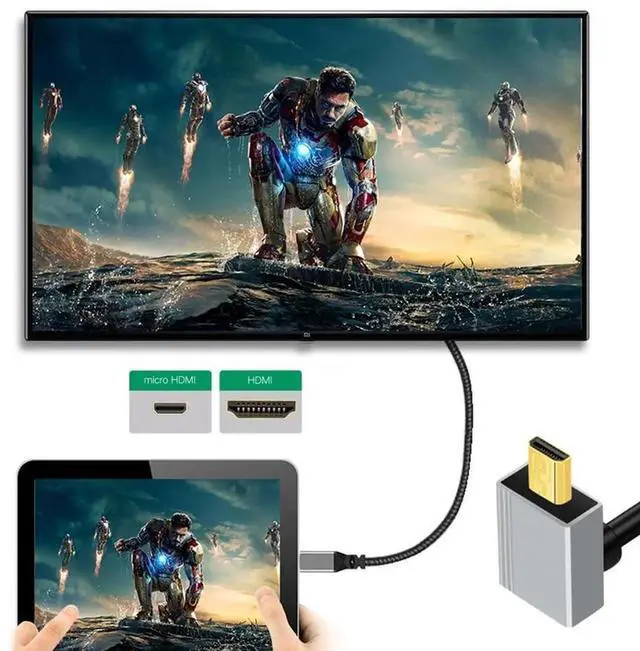 Alt view image 2 of 7 - 50cm 90° Up Angled Ultra Thin Micro HDMI 2.1 Cable, Type-A to Type-D, 8K 4K Super Flexible Slim Cord for Camera & HDTV
