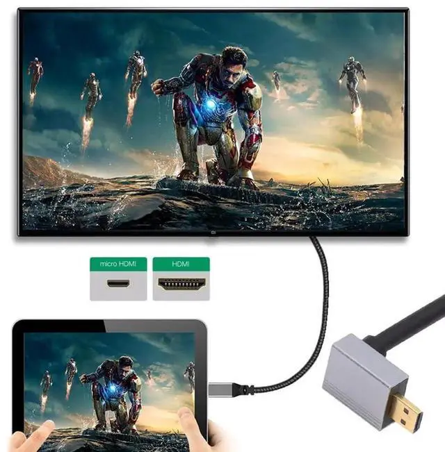 Alt view image 4 of 7 - 50cm 90° Down Angled Ultra Thin Micro HDMI 2.1 Cable, Type-A to Type-D, 8K 4K Super Flexible Cord for Camera and HDTV