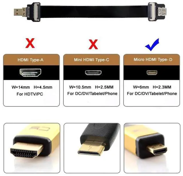 Alt view image 3 of 6 - 0.5M FPC Flat Micro HDMI Male to Female Extension Cable, 1080P for FPV, HDTV, Multicopter & Aerial Photography
