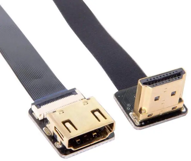 Alt view image 4 of 7 - 0.2M 90° Up Angled FPC Flat HDMI Male to Female Extension Cable for Camera, HDTV, Multicopter & Aerial Photography