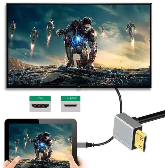 Alt view image 7 of 7 - 50cm 90° Up Angled Ultra Thin Mini HDMI 2.1 Cable, Type-A to Type-C, 8K 4K Flexible Slim Cord for Camera & HDTV