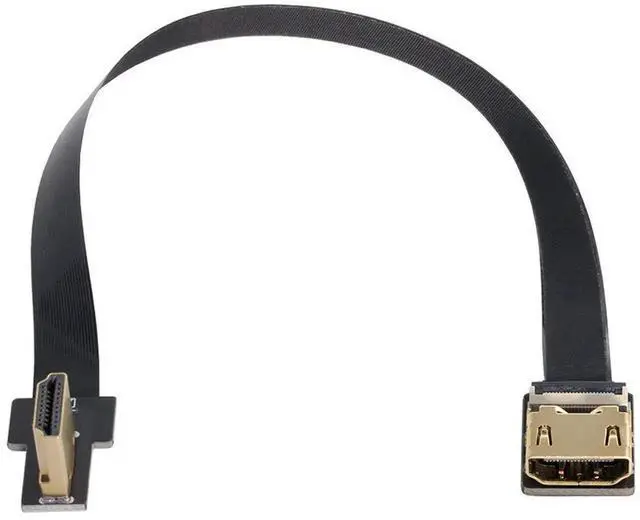 Alt view image 2 of 4 - 20CM 90° Right Angled FPC Flat HDMI Male to Female Extension Cable for Camera, HDTV, Multicopter & Aerial Photography