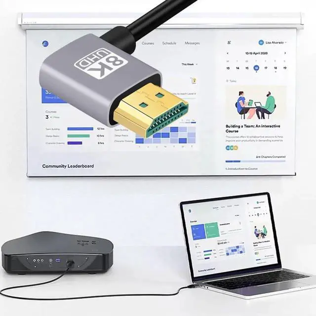 Alt view image 4 of 7 - 0.5M Dual 90° Right Angled HDMI 2.1 Cable, Male to Male, 8K@60Hz 4K@120Hz 48Gbps Gold-Plated Cord for TV, Monitor & Computer