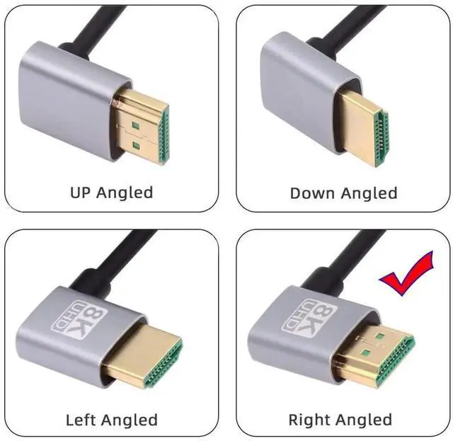 Alt view image 6 of 7 - 0.5M Dual 90° Right Angled HDMI 2.1 Cable, Male to Male, 8K@60Hz 4K@120Hz 48Gbps Gold-Plated Cord for TV, Monitor & Computer