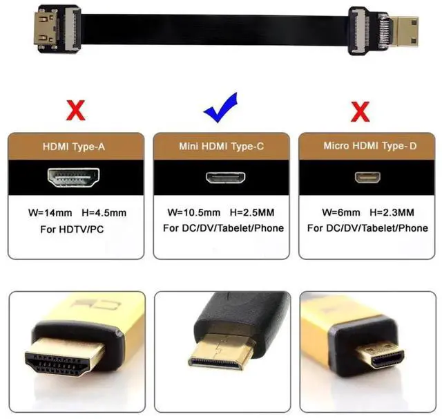 Alt view image 2 of 6 - 0.5M Mini HDMI FPC Flat Extension Cable, 1080P HD Video Cord for FPV, HDTV & Multicopter Aerial Photography