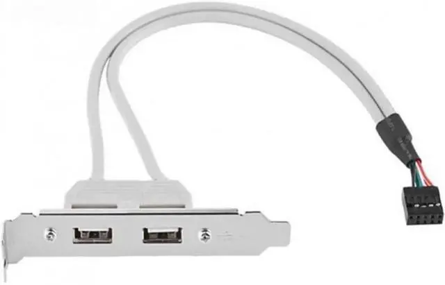 Main image of 40cm 9Pin Motherboard Header 1 to 2 USB 2.0 Splitter Cable with 80mm PCI Bracket, Dual Port Panel Multiplier Cord
