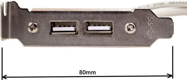Alt view image 3 of 7 - 40cm 9Pin Motherboard Header 1 to 2 USB 2.0 Splitter Cable with 80mm PCI Bracket, Dual Port Panel Multiplier Cord