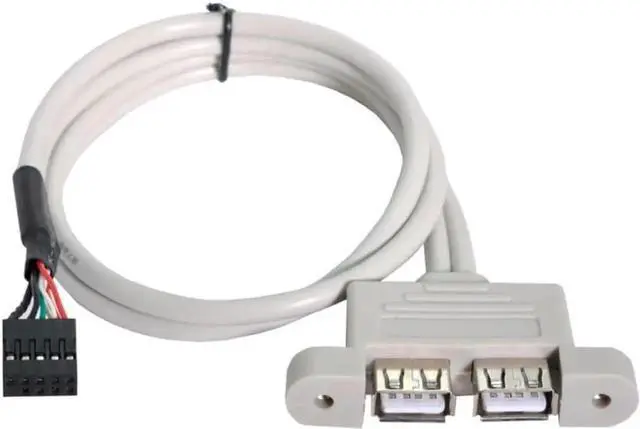 Alt view image 5 of 7 - 40cm 9Pin Motherboard Header 1 to 2 USB 2.0 Splitter Cable with 80mm PCI Bracket, Dual Port Panel Multiplier Cord