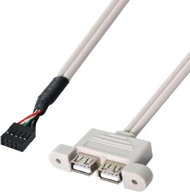 Alt view image 7 of 7 - 40cm 9Pin Motherboard Header 1 to 2 USB 2.0 Splitter Cable with 80mm PCI Bracket, Dual Port Panel Multiplier Cord