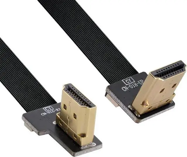 Main image of 50CM Dual 90° Angled HDMI FPC Flat Cable, Up & Right Angle Type A Male to Male Cord for FPV, HDTV, Multicopter & Aerial Photography