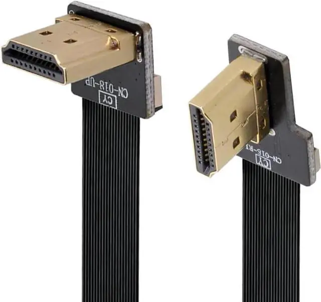 Alt view image 6 of 6 - 80CM Dual 90° Angled HDMI FPC Flat Cable, Up & Right Angle Type A Male to Male for FPV, HDTV, Multicopter & Aerial Photography