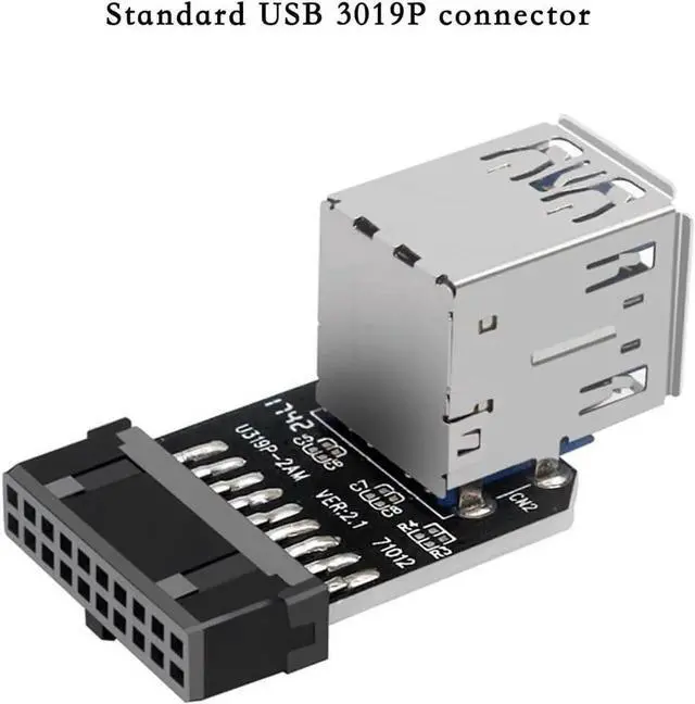 Alt view image 4 of 4 - PH21 USB 3.0 19/20Pin Motherboard Header to Dual USB A Adapter, Male to Female Converter for PC Front Panel