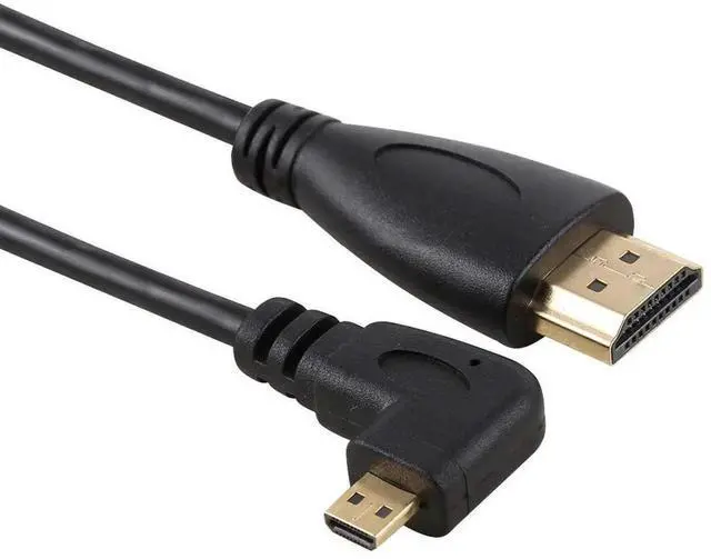Alt view image 5 of 7 - 90 Degree Right Angled Micro HDMI to HDMI Cable, Stretch Spring Design, Black HD Cord for Phone, Tablet and Camera