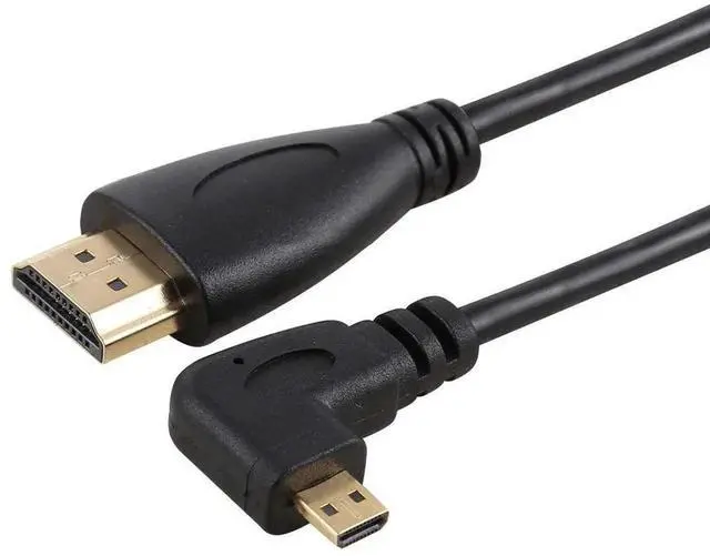 Alt view image 6 of 6 - 90 Degree Left Angled Micro HDMI to HDMI Cable, Stretch Spring Design, Black HD Cord for Phone, Tablet and Camera