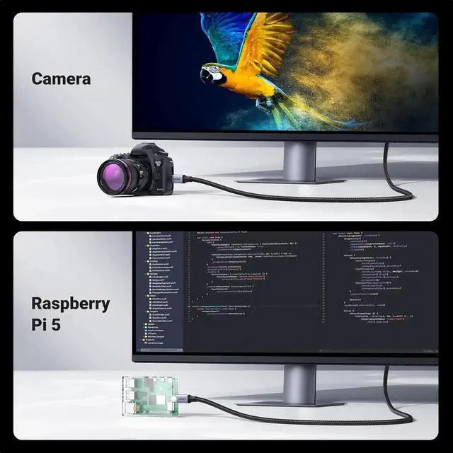Alt view image 4 of 7 - UGREEN 8K Micro HDMI to HDMI Cable 3.3FT, HDMI 2.1 Braided Cord with Aluminum Shell, 48Gbps 8K@60Hz 4K@240Hz HDR eARC Dolby for GoPro, Raspberry Pi 5, Nikon Camera