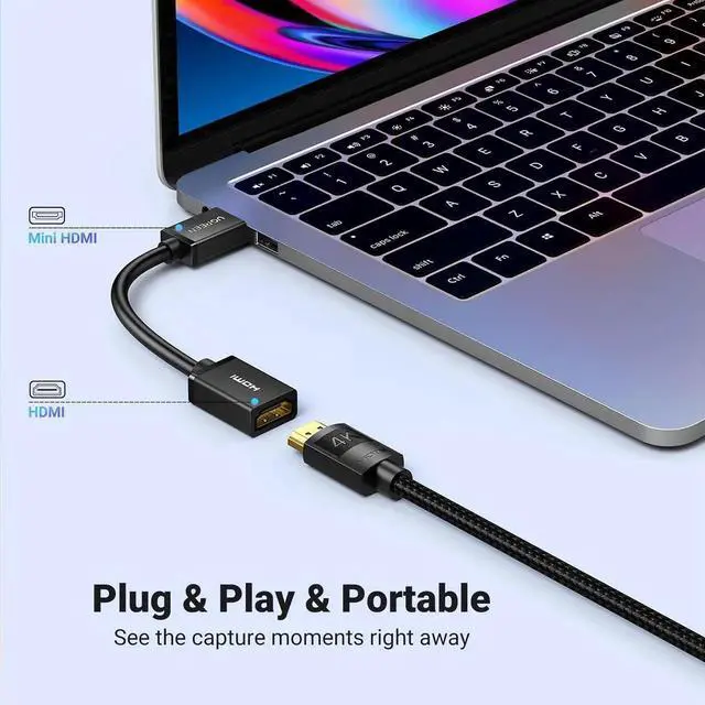 Alt view image 5 of 7 - UGREEN 1.6FT Mini HDMI Male to Female Adapter Cable, 4K@60Hz Cord for Raspberry Pi, DSLR Camera, Camcorder, Laptop, Tablet, Monitor & Projector