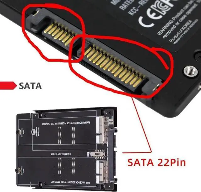 Alt view image 6 of 7 - 2.5" SATA 22Pin to Mac SSD Enclosure, Compatible with 2010-2012 MacBook Air Pro Retina 12+6Pin/17+7Pin SSD A1425 A1398 MC975 MC976