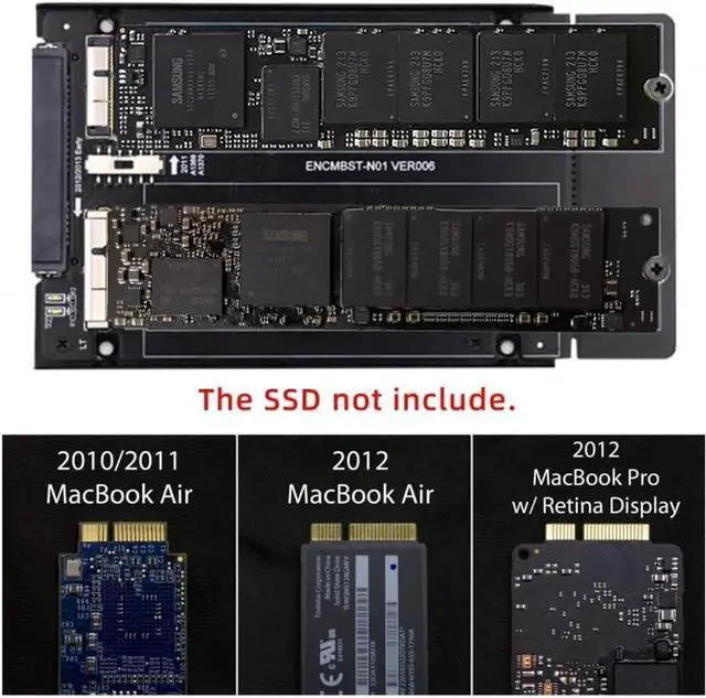 Alt view image 4 of 7 - 2.5" SATA 22Pin to Mac SSD Enclosure, Compatible with 2010-2012 MacBook Air Pro Retina 12+6Pin/17+7Pin SSD A1425 A1398 MC975 MC976