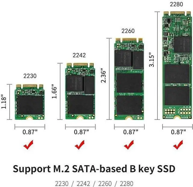 Alt view image 5 of 7 - 2-in-1 M.2 B-Key & mSATA SSD to SATA 3.0 Adapter Enclosure, Dual Function Converter Case