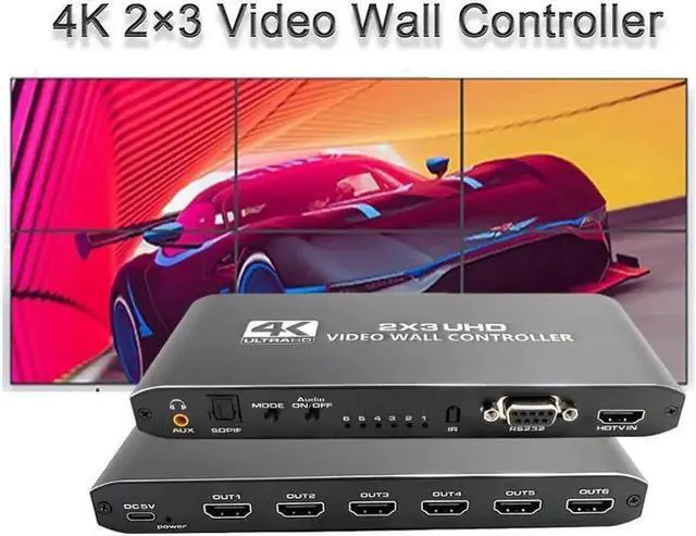 Main image of 2x3 Video Wall Controller, HDMI 1.4 HDCP 1.4, 1080p@60Hz, 14 Display Modes with RS232 Control