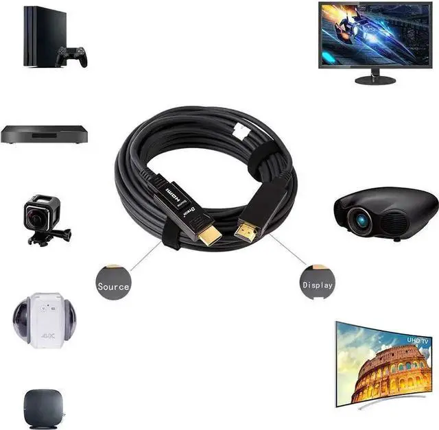Alt view image 3 of 6 - DTech 50FT Fiber Optic HDMI Cable, 18Gbps 4K@60Hz 4:4:4 Chroma, Dual Standard & Micro HDMI Connectors for TV, Projector, Computer, Monitor