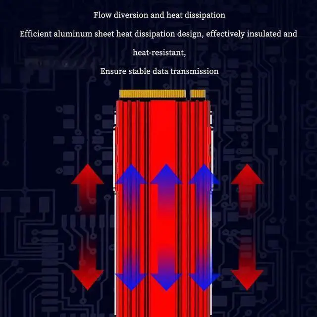 Alt view image 5 of 7 - PH_COOLER1 M.2 SSD Heatsink, Aluminum Alloy Cooler Red for NVMe M.2 2280 Solid State Drive