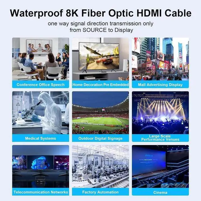 Alt view image 4 of 6 - DTECH 32ft In-Wall Rated Fiber Optic HDMI 2.1 Cable, 48Gbps 8K@60Hz 4K@120Hz, HDR eARC HDCP for Fire TV, Soundbar, PS5, PS4, Xbox, 240Hz Monitor