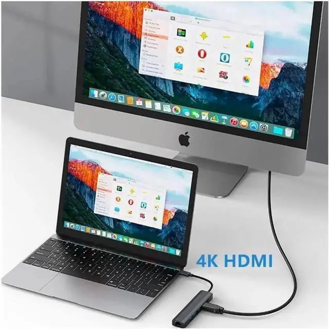 Alt view image 2 of 7 - 6-in-1 USB Hub, Aluminum USB Docking Station with 1Gbps LAN, 4K HDMI, 3 USB 3.0 Ports & 100W PD Charging for Laptop, iMac, PC, USB Flash Drives