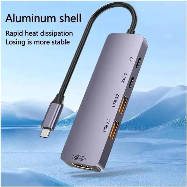 Alt view image 2 of 7 - 5-in-1 USB C 3.2 Gen2 Hub | 10Gbps USB-A/C,4K@60Hz HDMI,140W PD Aluminum Adapter for Surface,Chromebook,iMac,PS4,Xbox,PC