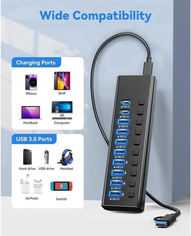 Alt view image 5 of 7 - 8-in-1 USB A & USB C Multiport Hub Adapter, USB-C Dongle for MacBook Pro and All Type-C Laptops