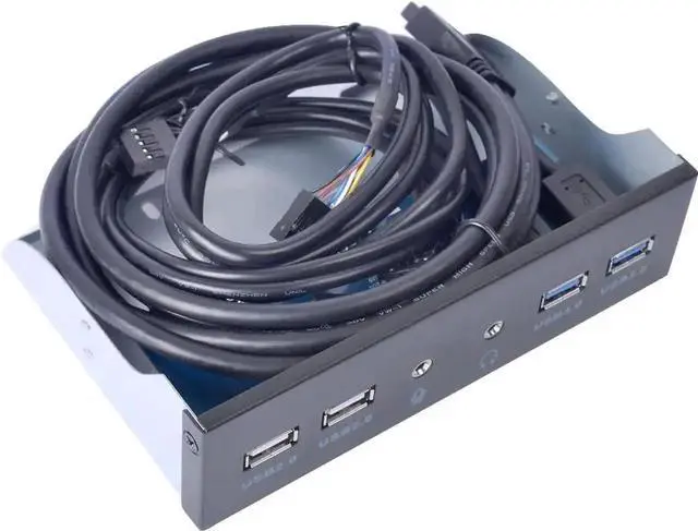 Main image of 5.25 Inch Front Panel Hub | 2×USB3.0 + 2×USB2.0 + HD Audio & Mic Jack, 20Pin Header with 2FT Cable for Desktop PC