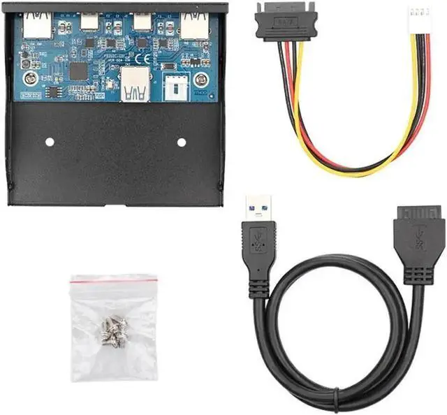 Alt view image 3 of 3 - 3.5 Inch Floppy Bay Front Panel Hub | 2×USB-C USB3.0 + 2×USB-A USB3.0 with 20Pin Internal Header Cable for Desktop PC