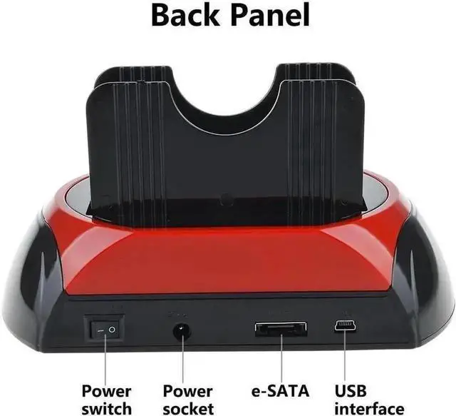 Alt view image 5 of 7 - USB 2.0 Dual Bay Hard Drive Docking Station for 2.5"/3.5" SATA & IDE HDD/SSD, Built-in All-in-One Card Reader + USB2.0 Hub, External Hard Drive Enclosure