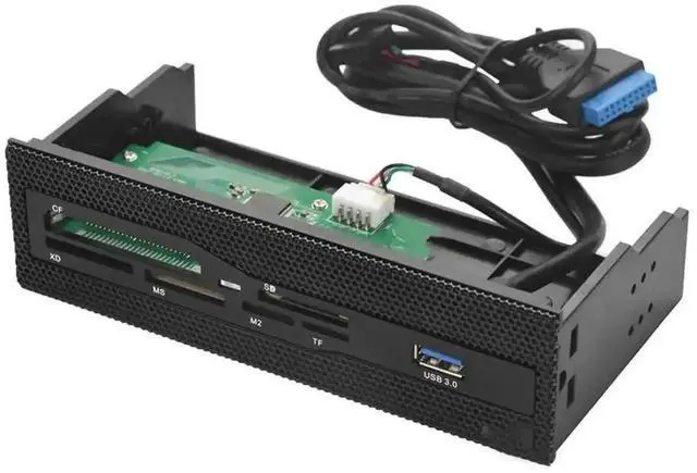 Main image of 5.25 Inch 3061 Multifunction Front Panel Card Reader, USB3.0 + All-in-One Card Slots for CF/XD/MS/M2/TF/SD/Smart Card, Desktop Internal Drive Bay Media Dashboard