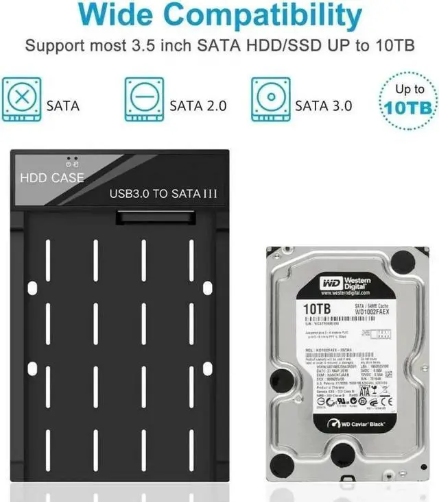 Alt view image 5 of 7 - 2.5" & 3.5" SATA HDD Docking Station, SATA to USB 3.0 External Hard Drive Enclosure